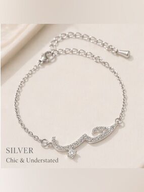 ✨Asteria Jewelry Silver Arabic "Love" (حب) Bracelet with Crystal Stones✨